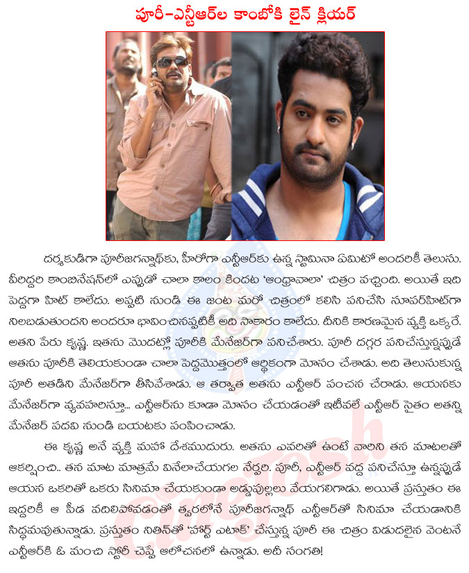 jr ntr,young tiger ntr,puri jagannadh,krishna manager,andhrawala movie,jr ntr and puri jagannadh combo soon,again jr ntr acted in puri jagannadh direction,young tiger ntr movies,puri jagannadh movies  jr ntr, young tiger ntr, puri jagannadh, krishna manager, andhrawala movie, jr ntr and puri jagannadh combo soon, again jr ntr acted in puri jagannadh direction, young tiger ntr movies, puri jagannadh movies